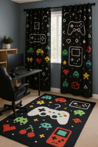Gaming-Themed Rugs and Curtains